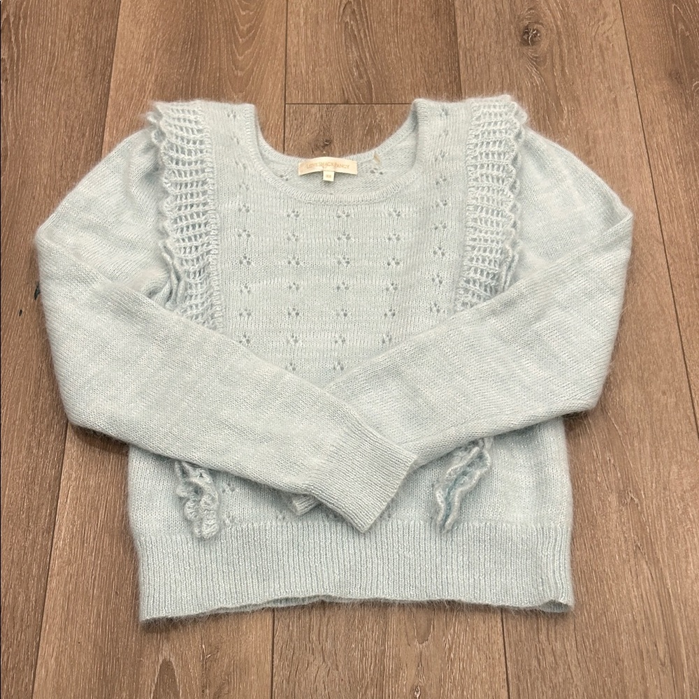 LoveShackFancy Light Blue Crew Neck Sweater